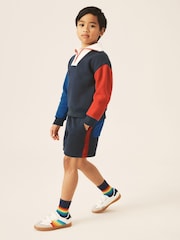 Little Bird by Jools Oliver Navy 1/4 Zip Sweat Top and Short 2 Piece Set - Image 4 of 6