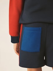Little Bird by Jools Oliver Navy 1/4 Zip Sweat Top and Short 2 Piece Set - Image 5 of 6