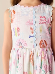 Little Bird by Jools Oliver Rainbow Mermaids Woven Ric Rac Trim Dress - Image 5 of 13