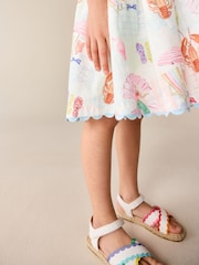 Little Bird by Jools Oliver Rainbow Mermaids Woven Ric Rac Trim Dress - Image 6 of 13