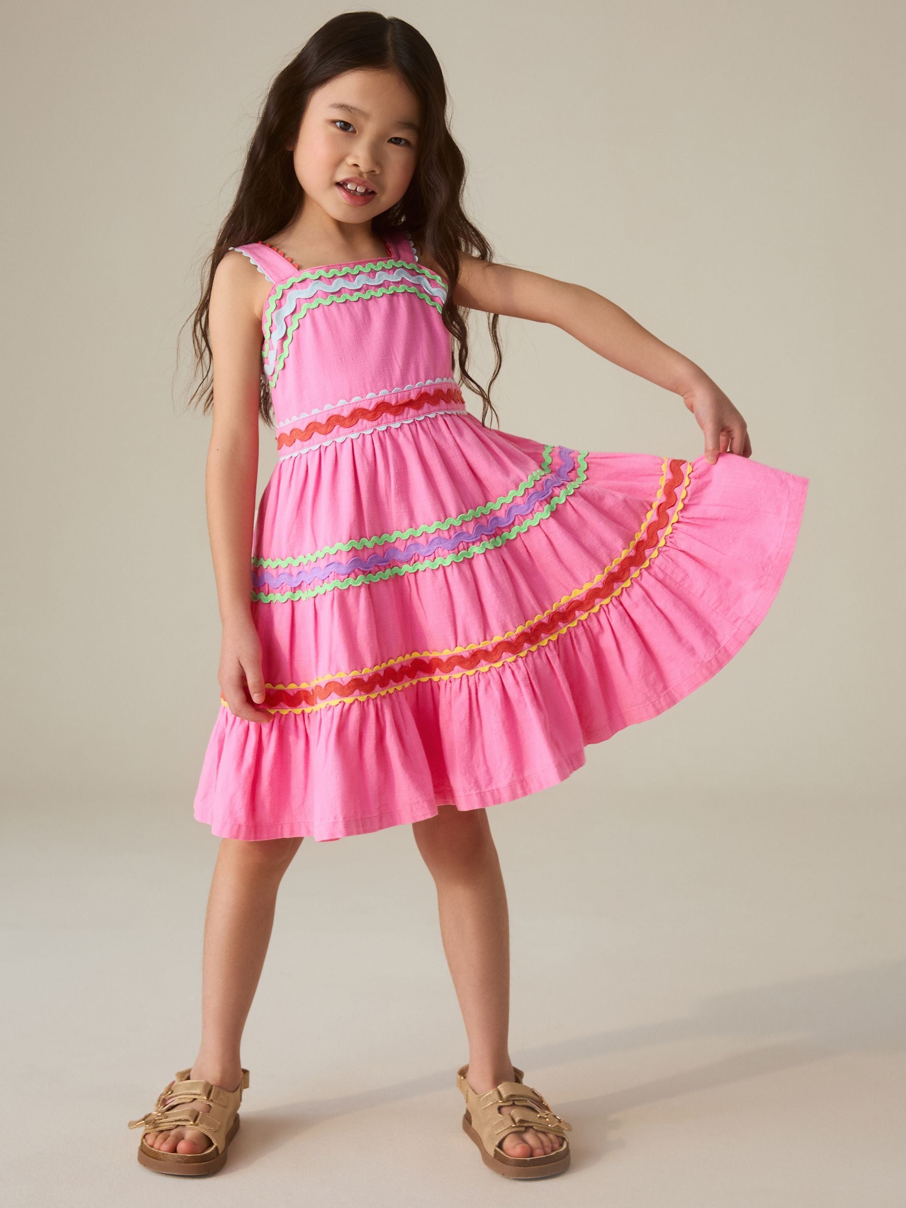 Buy Little Bird by Jools Oliver Pink Woven Summer Dress from Next USA
