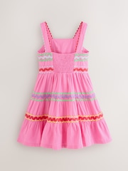 Little Bird by Jools Oliver Pink Rainbow Ric Rac Dobby Summer Dress - Image 9 of 14