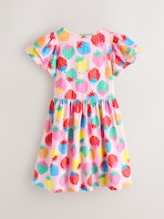 Little Bird by Jools Oliver Rainbow Strawberry Frill Sleeve Jersey Dress - Image 2 of 6