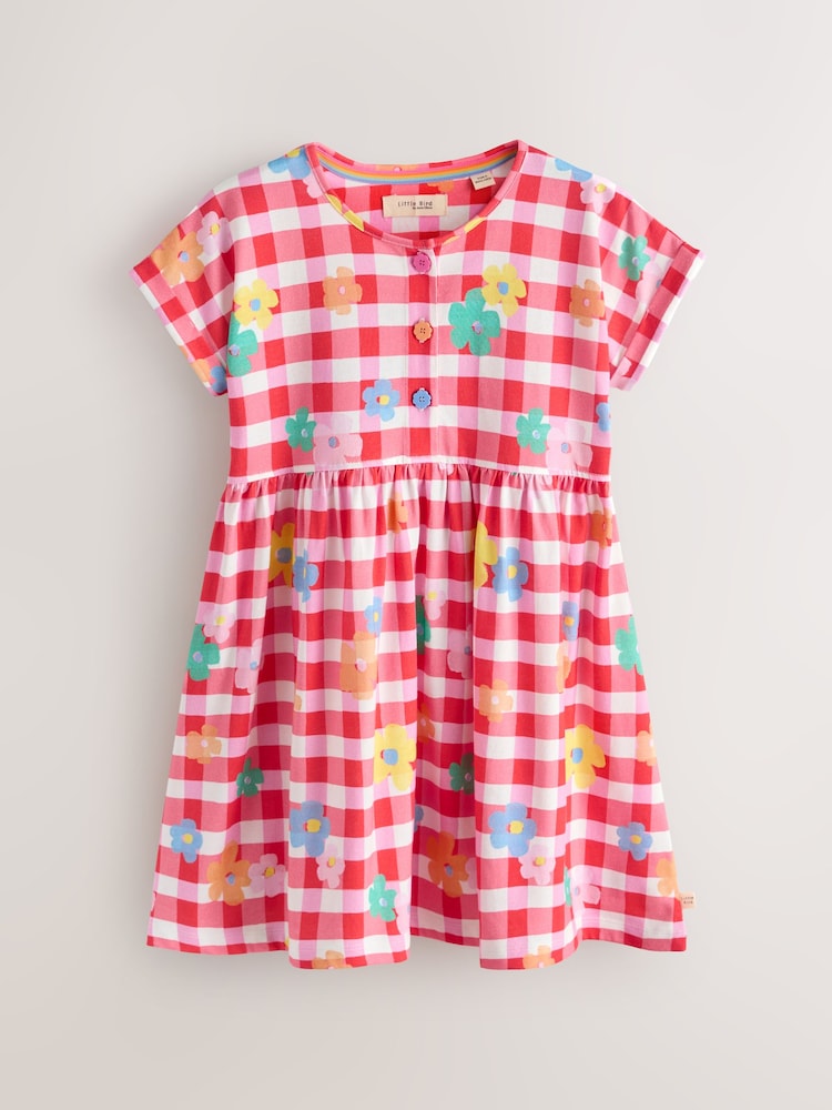 Little Bird by Jools Oliver Gingham Rainbow Floral Jersey Dress - Image 1 of 5