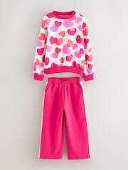 Little Bird by Jools Oliver Red/Pink Sweat and Joggers Heart Set 2 Piece - Image 6 of 6