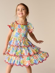 Little Bird by Jools Oliver Floral Print Tiered Bow Back Frill Sleeve Dress - Image 1 of 11