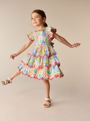 Little Bird by Jools Oliver Floral Print Tiered Bow Back Frill Sleeve Dress - Image 2 of 11