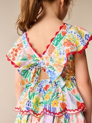 Little Bird by Jools Oliver Floral Print Tiered Bow Back Frill Sleeve Dress - Image 5 of 11