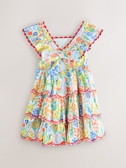 Little Bird by Jools Oliver Floral Print Tiered Bow Back Frill Sleeve Dress - Image 8 of 11