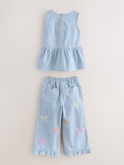 Little Bird by Jools Oliver Rainbow Embroidery Pinstripe Denim Top& Trouser Set - Image 11 of 17