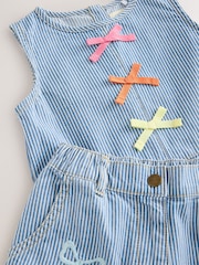 Little Bird by Jools Oliver Rainbow Embroidery Pinstripe Denim Top& Trouser Set - Image 4 of 8