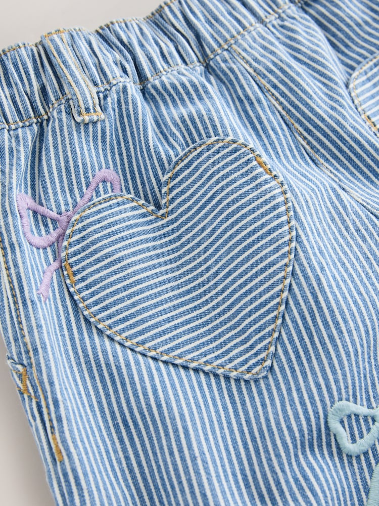 Little Bird by Jools Oliver Rainbow Embroidery Pinstripe Denim Top& Trouser Set - Image 8 of 8