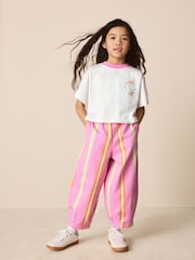 Little Bird by Jools Oliver Pink Stripe Short Sleeve Top & Jogger Set - Image 1 of 8