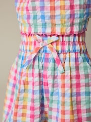 Little Bird by Jools Oliver Rainbow Gingham Frill Sleeve Woven Co-Ord Set - Image 4 of 7