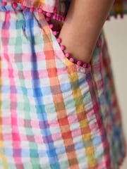 Little Bird by Jools Oliver Rainbow Gingham Frill Sleeve Woven Co-Ord Set - Image 7 of 7