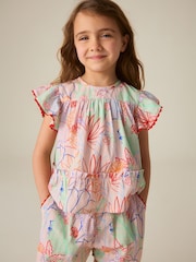 Little Bird by Jools Oliver Rainbow Floral Frill Sleeve Woven Co-Ord Set - Image 2 of 8