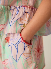 Little Bird by Jools Oliver Rainbow Floral Frill Sleeve Woven Co-Ord Set - Image 7 of 8