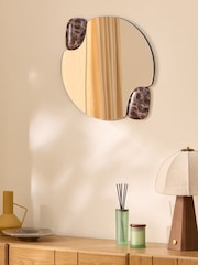 MADE.COM Brown Davi Marble Effect Resin Mirror - Image 1 of 4