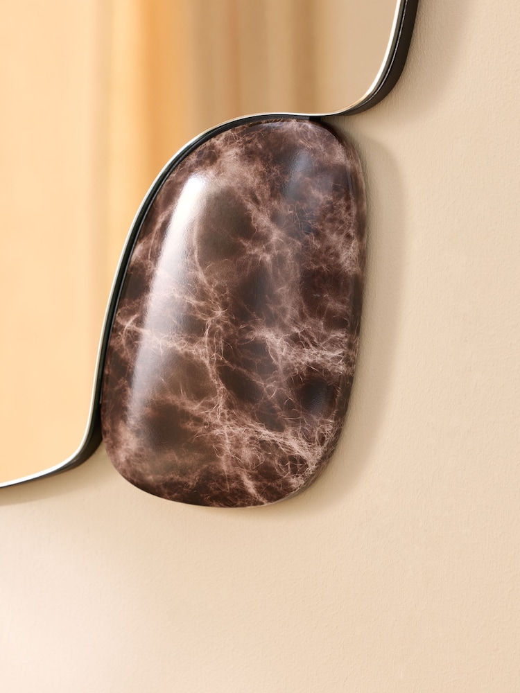 MADE.COM Brown Davi Marble Effect Resin Mirror - Image 2 of 4