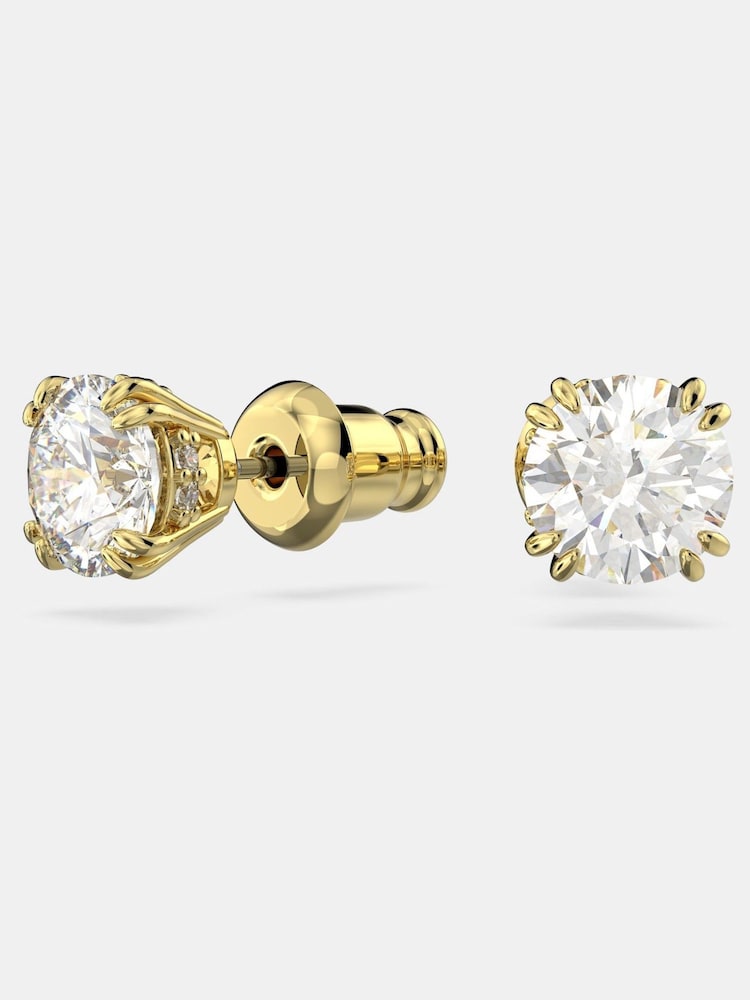 Swarovski Stilla Stud Earrings with Round Cut Gold Tone Plated - Bild 2 von 7