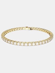 Dorado - Swarovski Matrix Tennis Bracelet with Round Cut Gold Tone Plated - Imagen 2 de 7