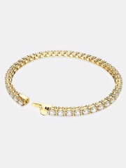 Dorado - Swarovski Matrix Tennis Bracelet with Round Cut Gold Tone Plated - Imagen 5 de 7