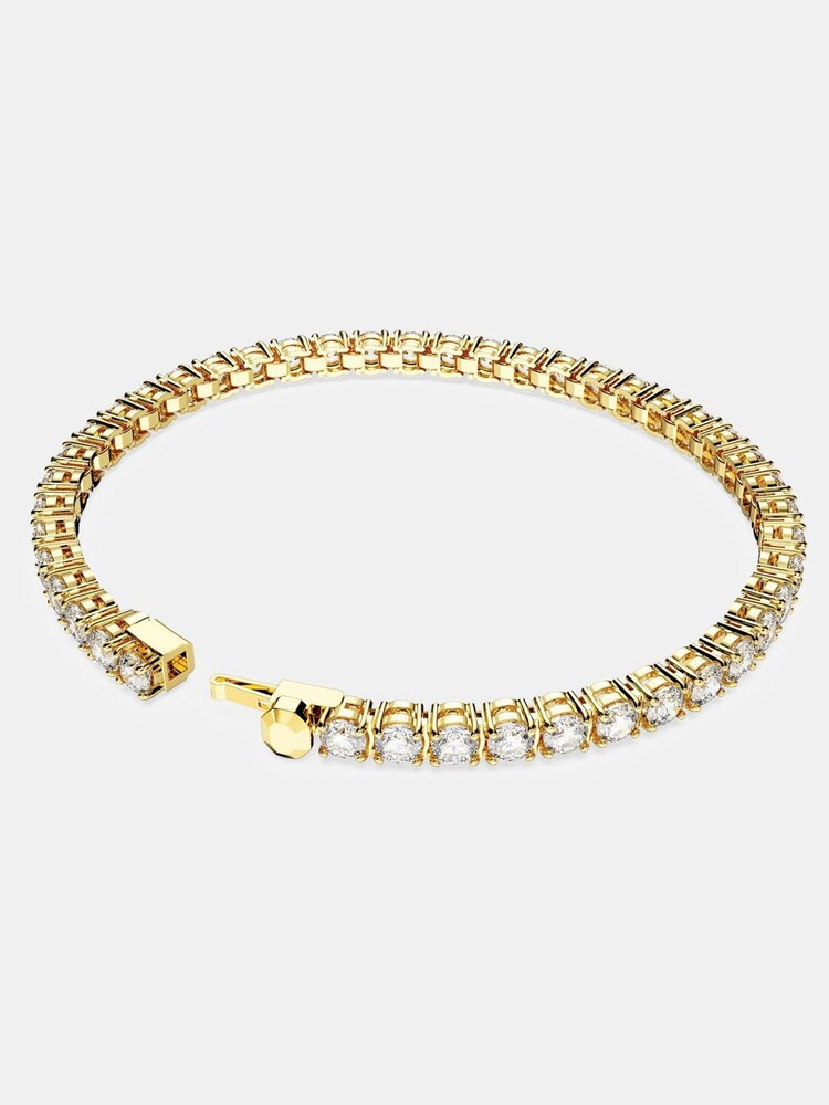 Dorado - Swarovski Matrix Tennis Bracelet with Round Cut Gold Tone Plated - Imagen 6 de 6