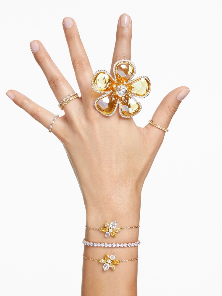 Dorado - Swarovski Matrix Tennis Bracelet with Round Cut Gold Tone Plated - Imagen 7 de 7