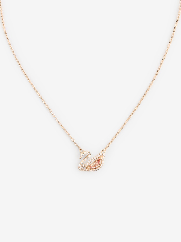 Swarovski Pink Swan Rose Gold Tone Necklace - Image 1 of 1