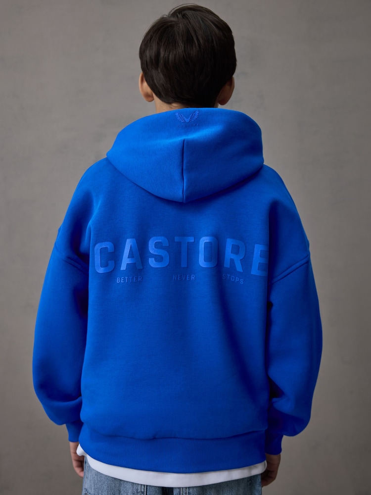 Castore Cobalt Blue Logo Long Sleeve Cotton Hoodie - Image 2 of 9 Castore Cobalt Blue Logo Long Sleeve Cotton Hoodie - Image 2 of 9