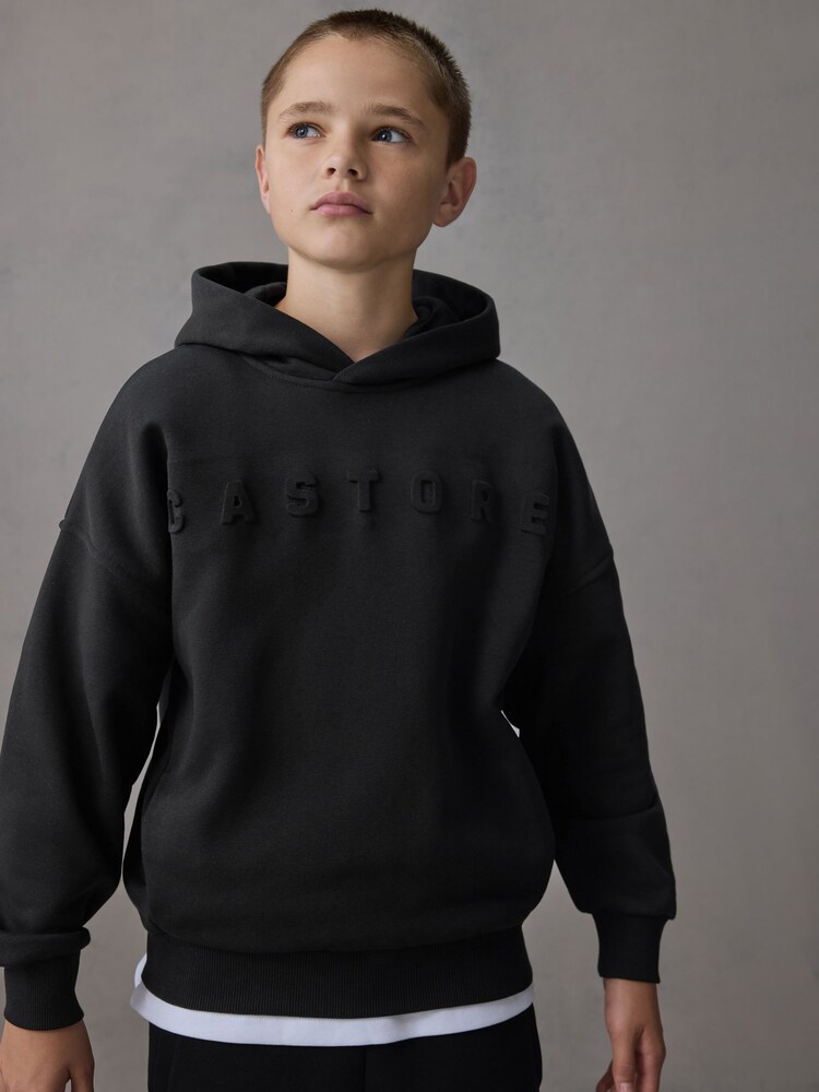 Castore Black Ground Logo Long Sleeve Cotton Hoodie - Image 1 of 7 Castore Black Ground Logo Long Sleeve Cotton Hoodie - Image 1 of 7