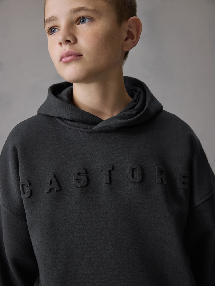 Castore Black Ground Logo Long Sleeve Cotton Hoodie - Image 2 of 7