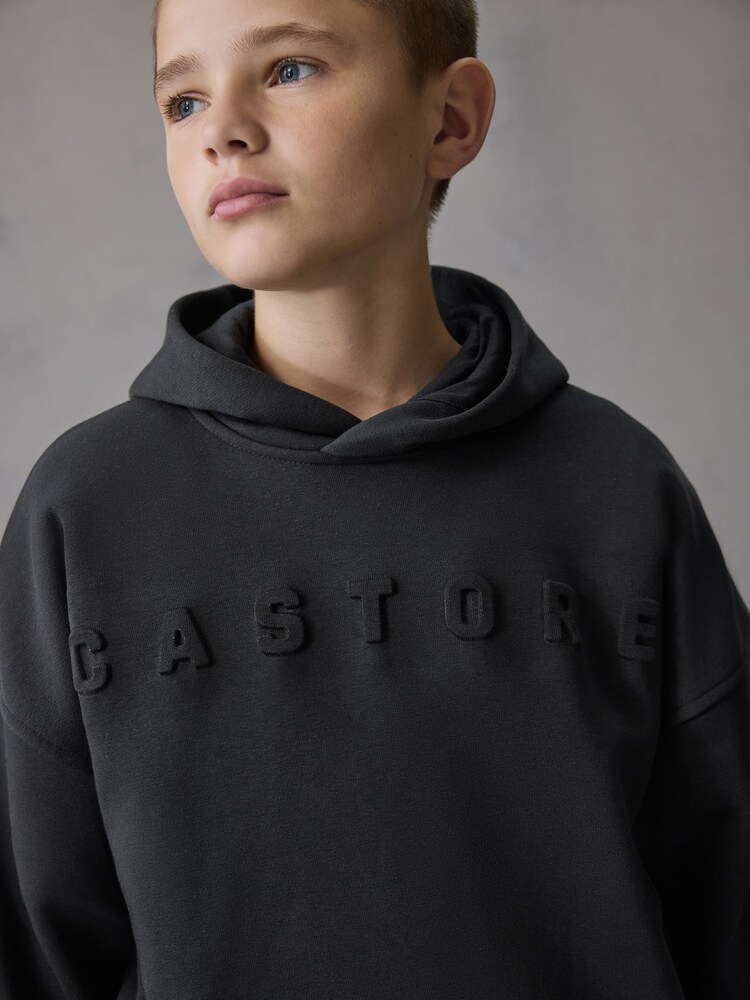 Castore Black Ground Logo Long Sleeve Cotton Hoodie - Image 2 of 7 Castore Black Ground Logo Long Sleeve Cotton Hoodie - Image 2 of 7