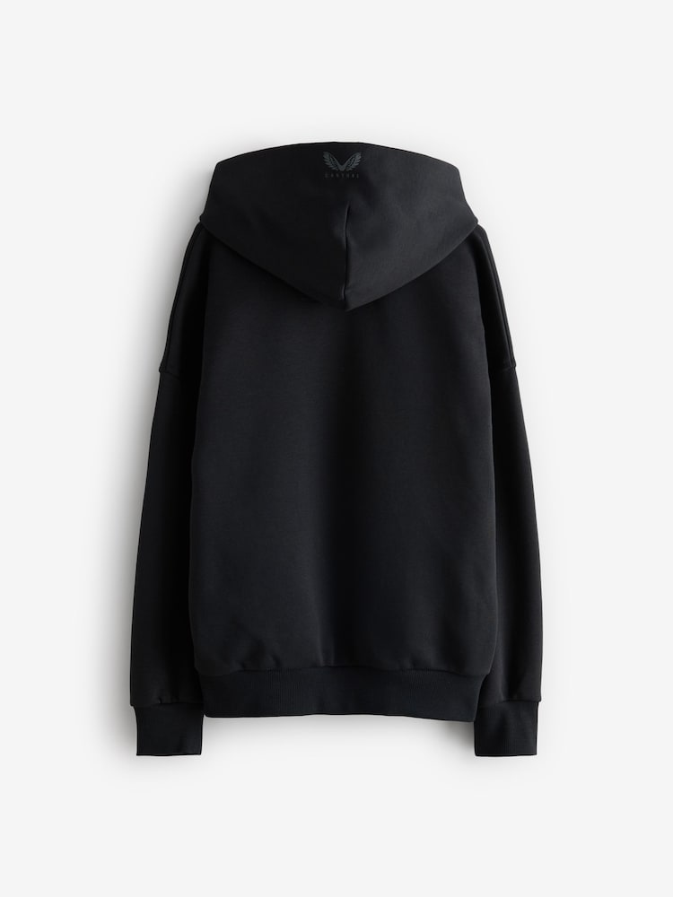 Castore Black Ground Logo Long Sleeve Cotton Hoodie - Image 7 of 7