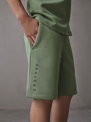Castore Khaki Green Oversized Cotton Short Sleeve T-Shirt and Shorts Set - Image 7 of 11