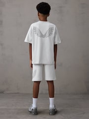 Castore Light Grey Oversized Cotton Short Sleeve T-Shirt and Shorts Set - Image 1 of 10
