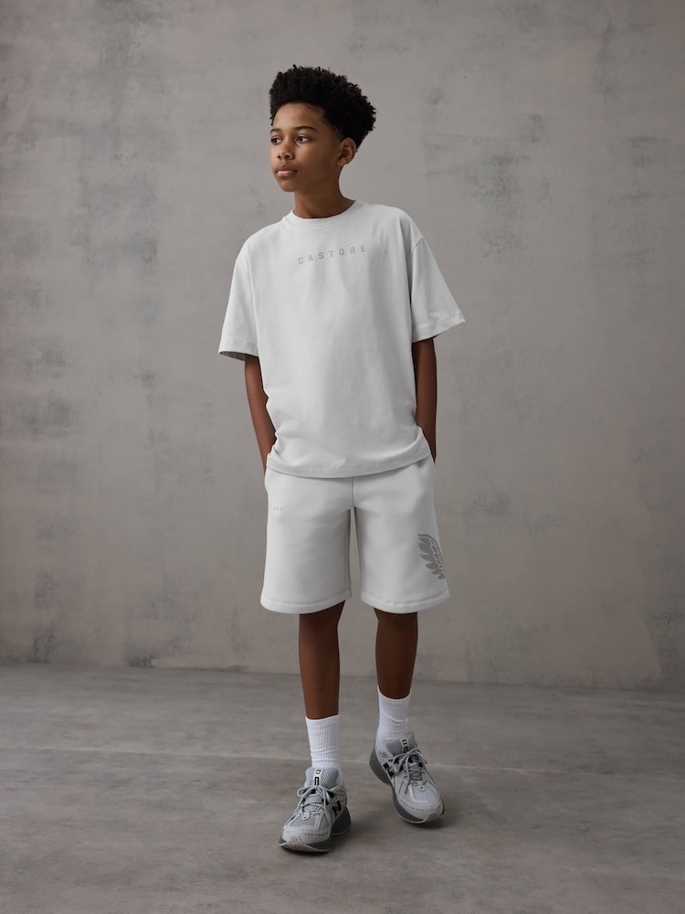 Castore Light Grey Oversized Cotton Short Sleeve T-Shirt and Shorts Set - Image 2 of 10