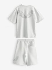 Castore Light Grey Oversized Cotton Short Sleeve T-Shirt and Shorts Set - Image 6 of 10