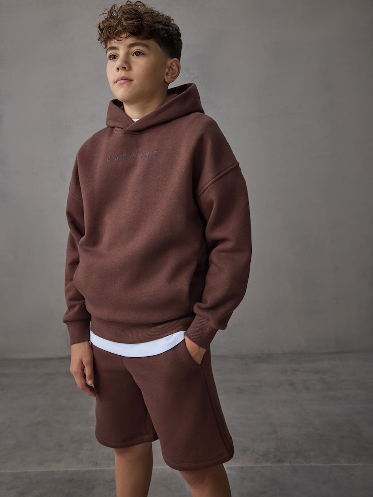 Castore Brown Oversized Hoodie and Shorts Set - Image 1 of 12