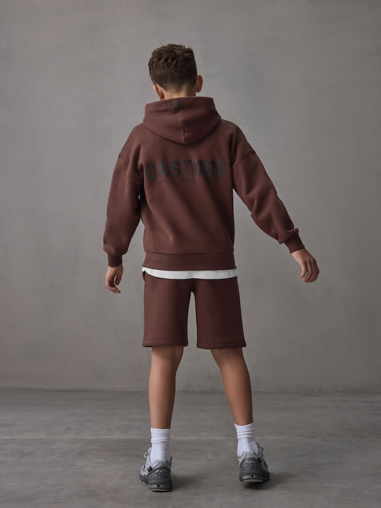 Castore Brown Oversized Hoodie and Shorts Set - Image 2 of 12
