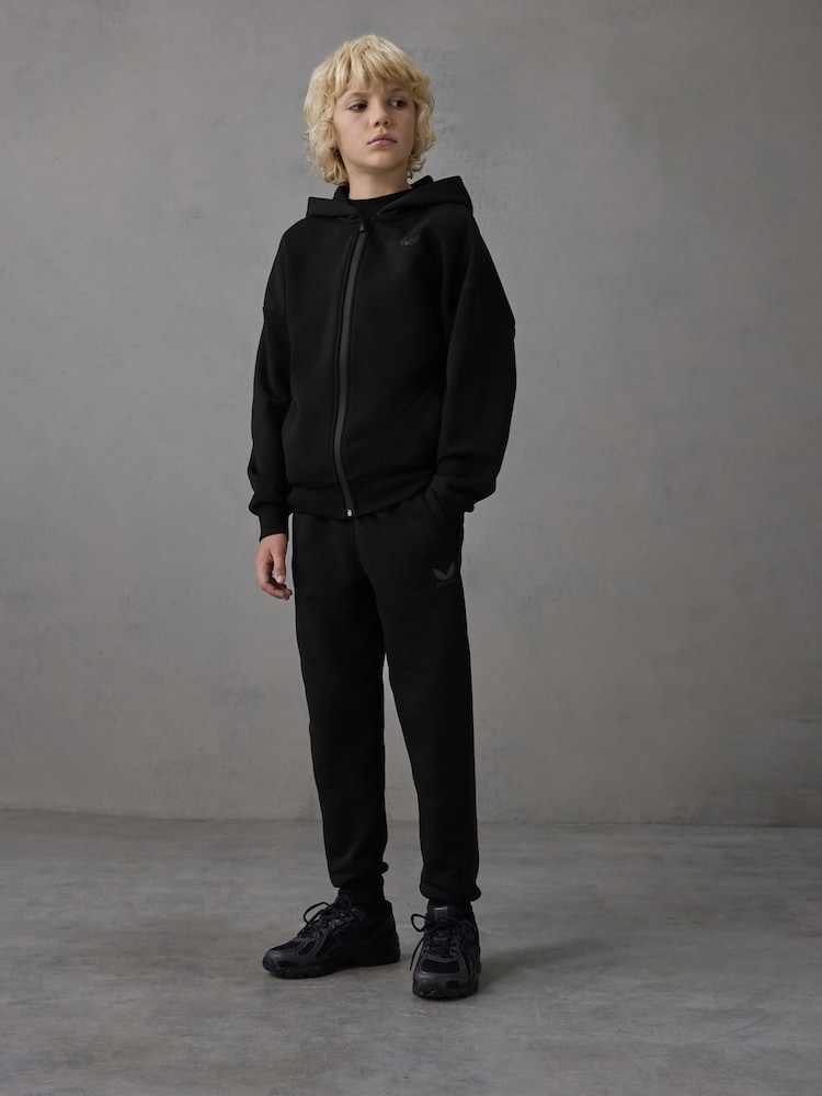 Castore Black Oversized Zip Through Hoodie and Joggers Set - Image 1 of 10
