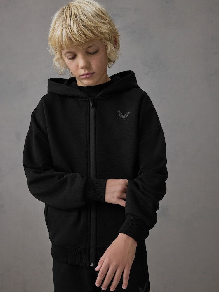 Castore Black Oversized Zip Through Hoodie and Joggers Set - Image 2 of 10