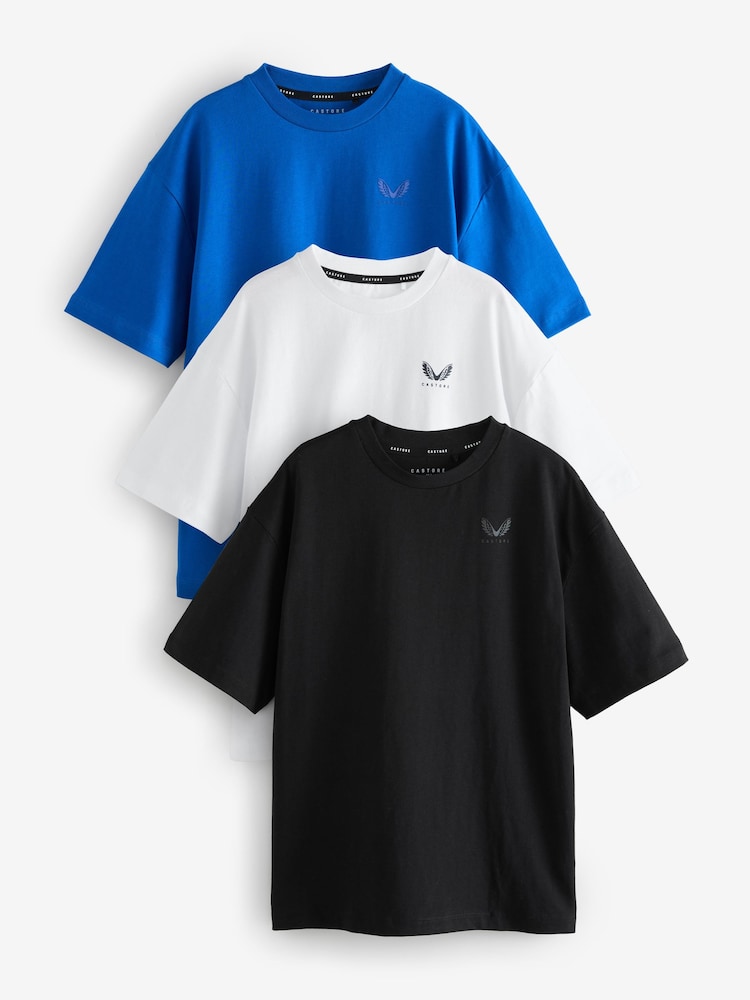 Castore Multi Black 3 Pack Oversized Short Sleeve Logo Cotton T-Shirt - Image 1 of 5