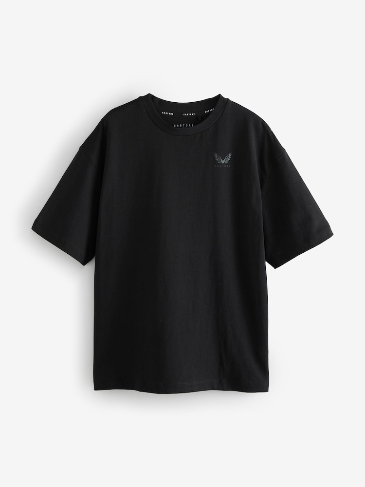 Castore Multi Black 3 Pack Oversized Short Sleeve Logo Cotton T-Shirt - Image 2 of 5 Castore Multi Black 3 Pack Oversized Short Sleeve Logo Cotton T-Shirt - Image 2 of 5
