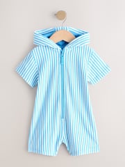 أزرق - Striped Towelling All-In-One (3mths-7yrs) - صورة 1 من 4