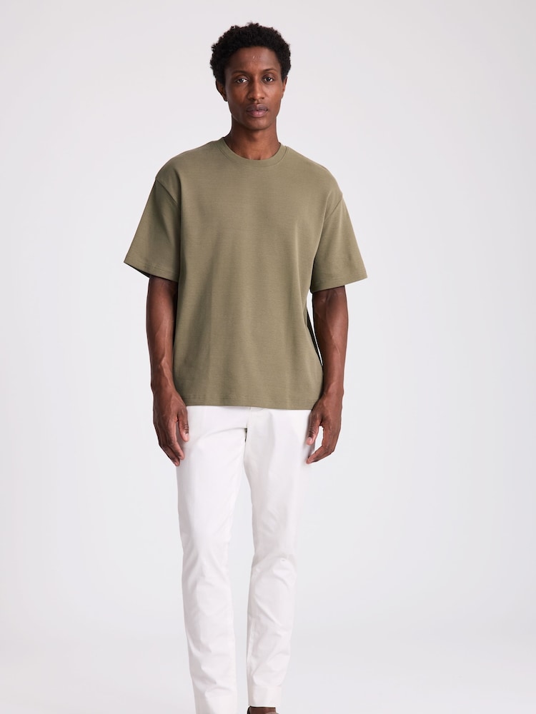MOSS Green Heavyweight Crew Neck 100% Cotton T-Shirt - Image 2 of 4