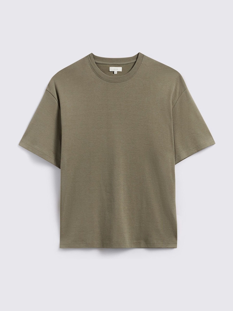 MOSS Green Heavyweight Crew Neck 100% Cotton T-Shirt - Image 4 of 4