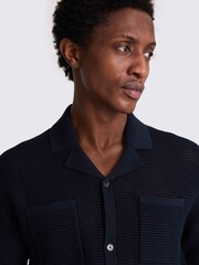 MOSS Blue Open Knit Shirt - Image 3 of 4