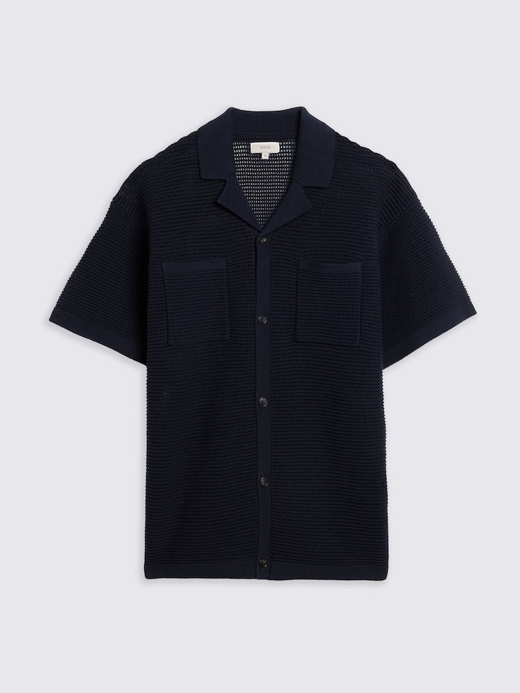 MOSS Blue Open Knit Shirt - Image 4 of 4
