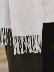 Cream Premium Made in Italy Twill Midweight Shawl Scarf - Image 4 of 4